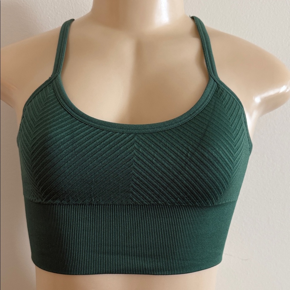Pro Fit Sports Bra Emerald Green Ribbed Small